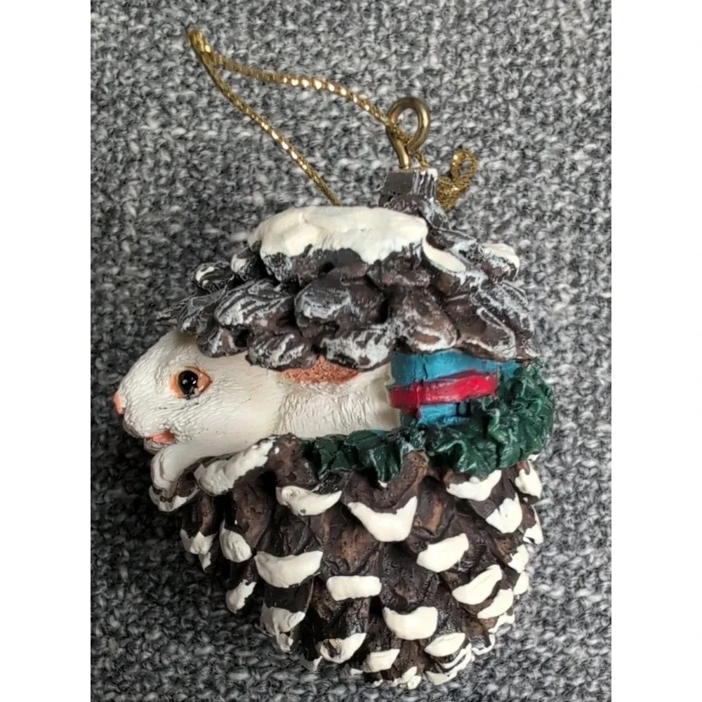 Vtg Woodland Pinecone Ornaments with Animals 2